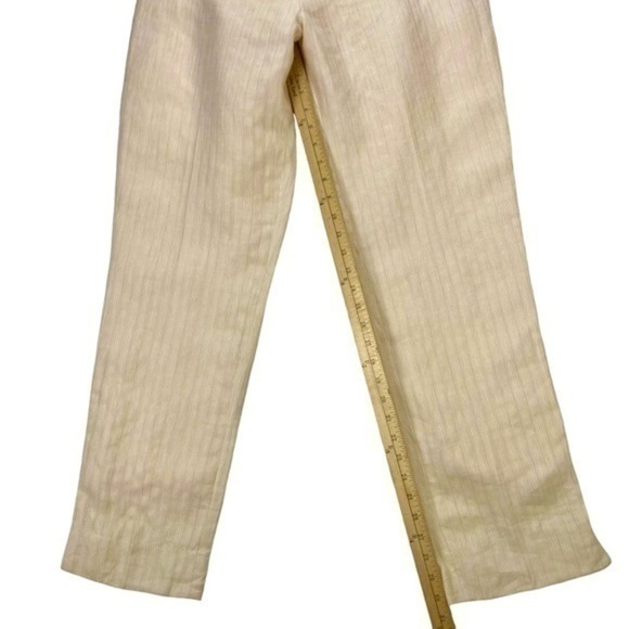 Merona Womens Size 10 100% Linen Split Hem Cream Light Sheen Trouser Pants - Picture 9 of 11